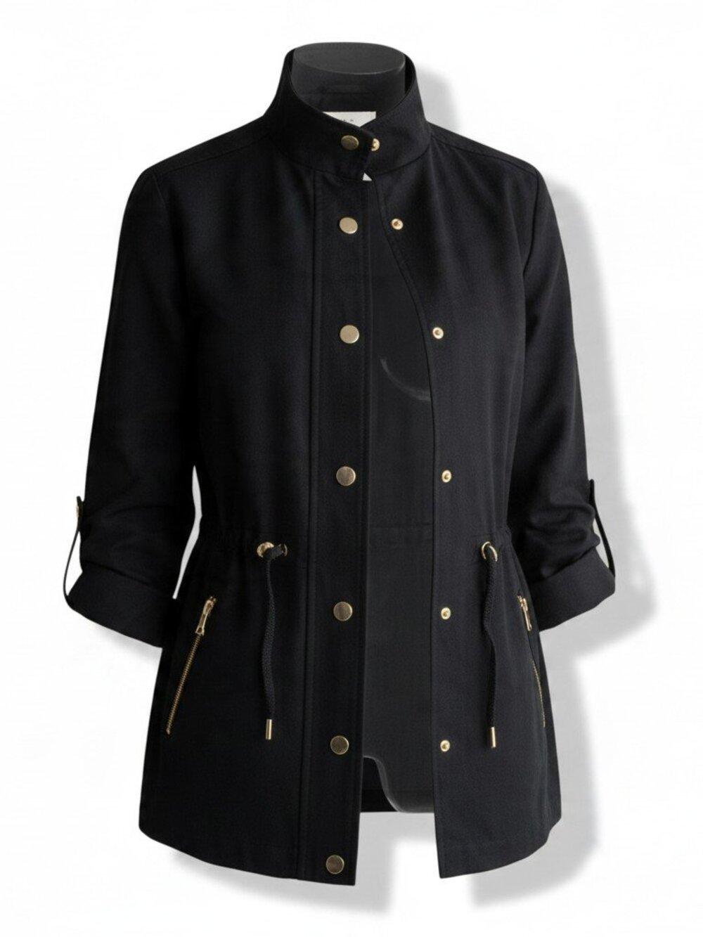 Calvin Klein Black Women's Utility Jacket Gold Hardware XS
